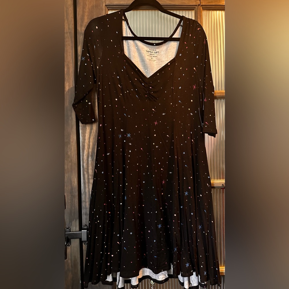 Torrid Black Dress with Multicolor Star Accents